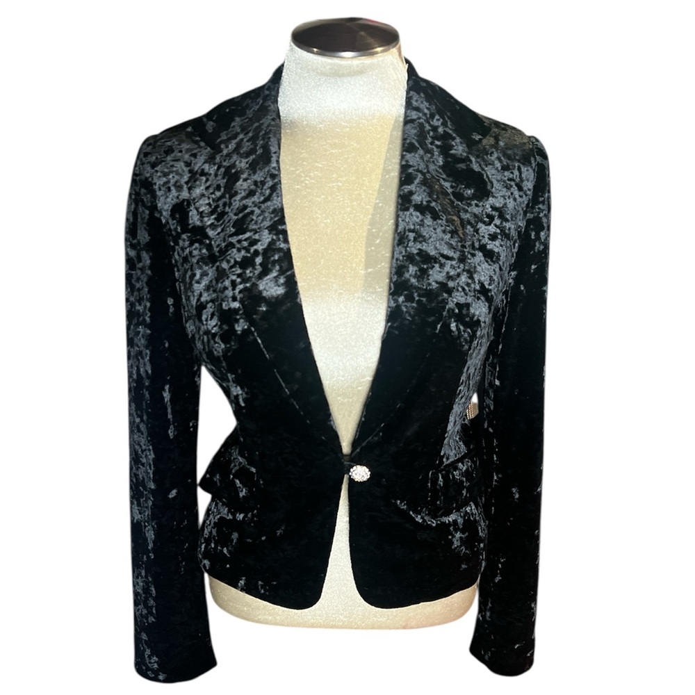 White House Black Market Black Crushed Velvet Blazer 6